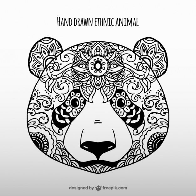 626x626 Hand Drawn Ethnic Panda Vector Free Download Panda Bears