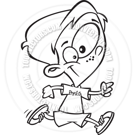 460x460 Cartoon Physical Education Boy (Black Amp White Line Art) By Ron