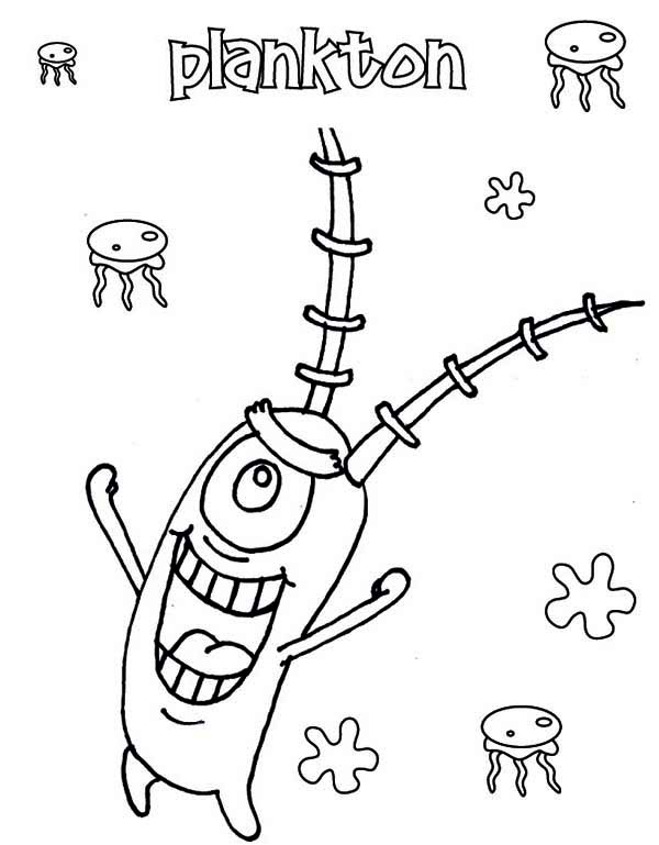 600x769 Plankton And Jellyfish Coloring Page