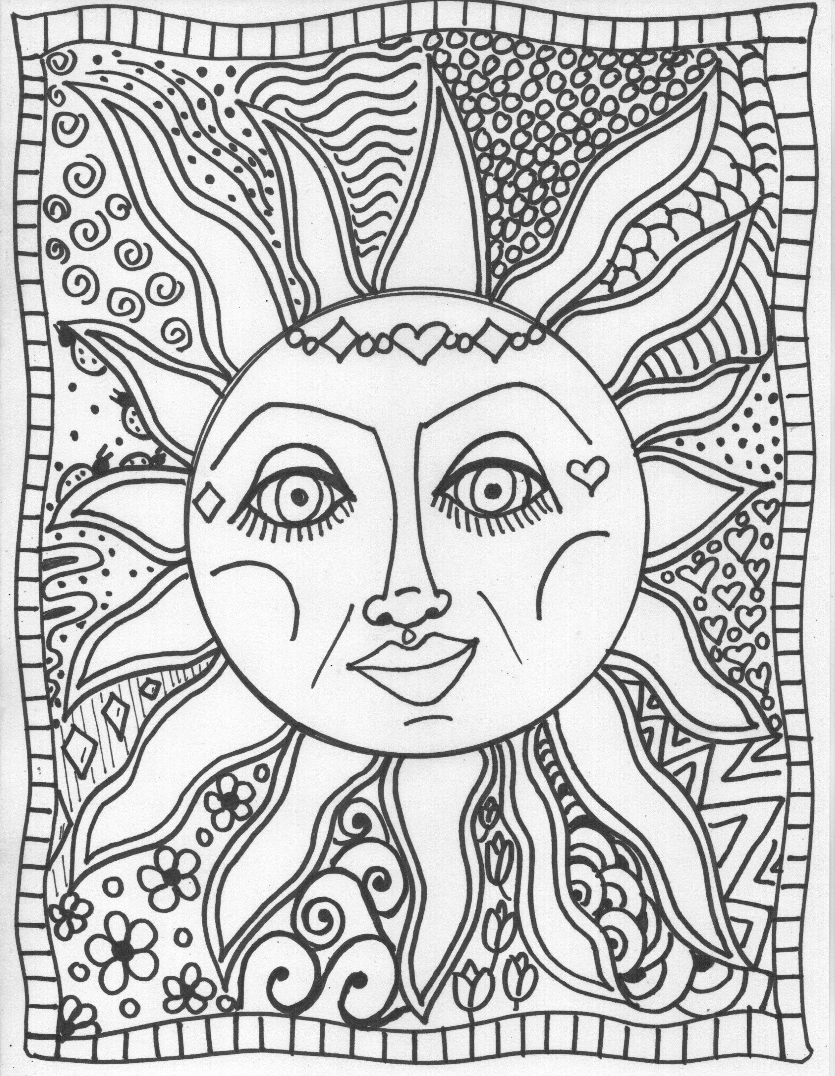 1700x2190 Sun And Moon Coloring Pages Colouring For Cure Print Pi