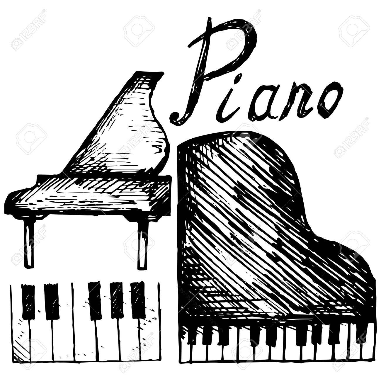 1300x1300 Set Piano Illustration In Doodle Style Royalty Free Cliparts
