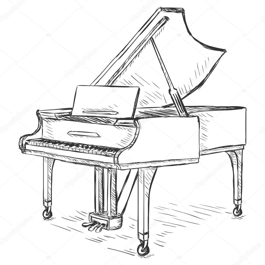 1024x1024 Vector Sketch Grand Piano Stock Vector Nikiteev