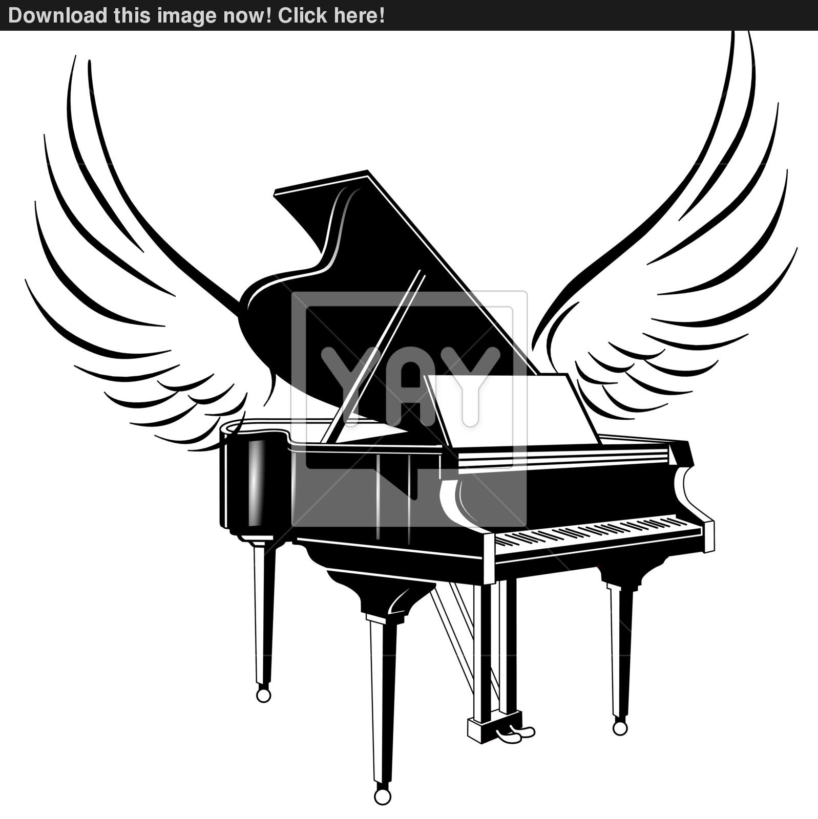 1597x1600 Grand Piano And Flying Wing Vector