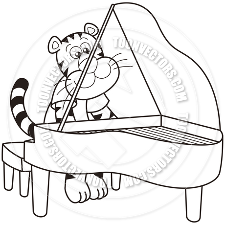 460x460 Cartoon Tiger Playing A Piano By Toon Vectors Eps