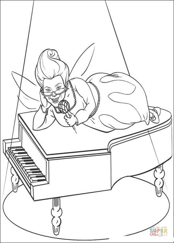 567x794 Fairy Is Singing On The Piano Coloring Page Free Printable