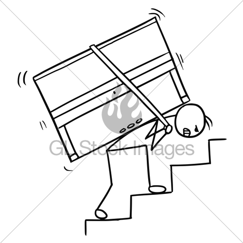 500x500 Cartoon Of A Man Carrying A Piano Up The Stairs Gl Stock Images