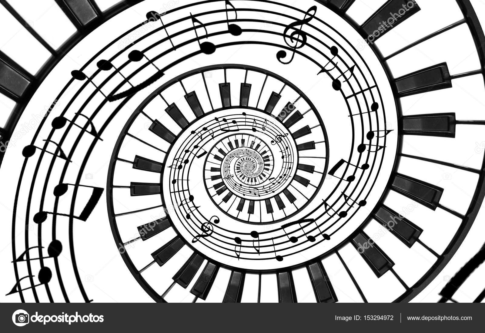 1600x1100 Piano Keyboard Printed Music Abstract Fractal Spiral Pattern