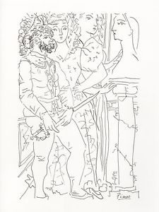 225x300 Pablo Picasso Pen And Ink Drawing 3 Actors Ebay