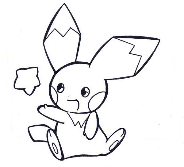600x544 Pichu Playing With Star Coloring Page Color Luna