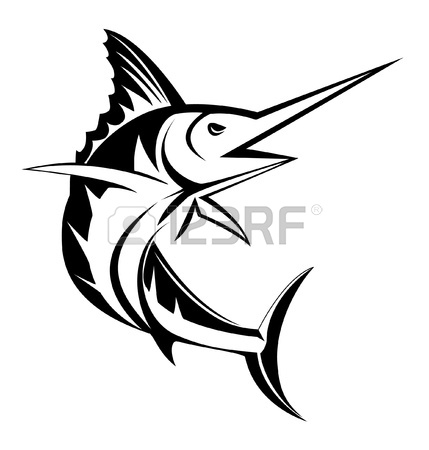 429x450 Old Engraved Illustration Of A Swordfish, Isolated On White