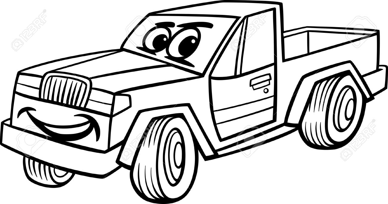 1300x684 Black And White Cartoon Illustration Of Funny Pick Up Or Pickup