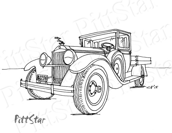 570x441 Instant Download Vintage Pickup Truck Printable Adult