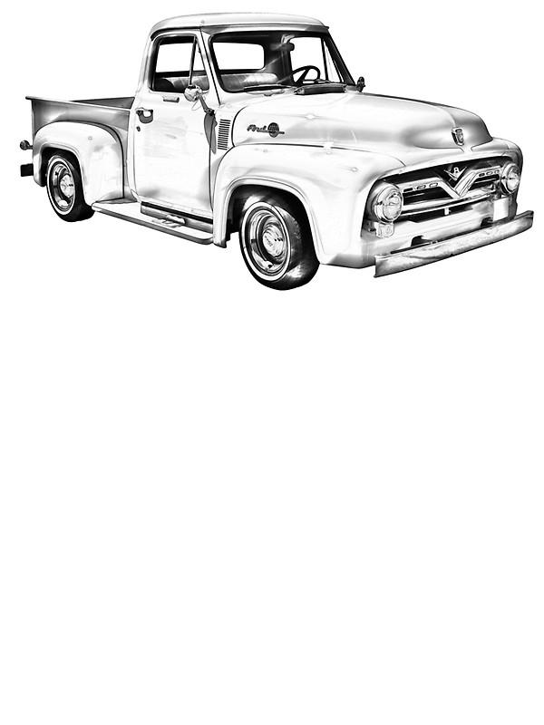 600x800 1955 F100 Ford Pickup Truck Illustration Stickers By Kwjphotoart