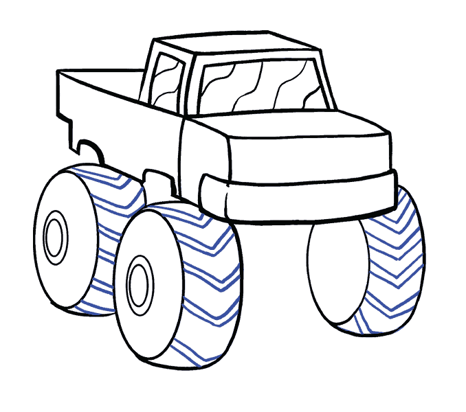 678x600 How To Draw A Monster Truck In A Few Easy Steps Easy Drawing Guides