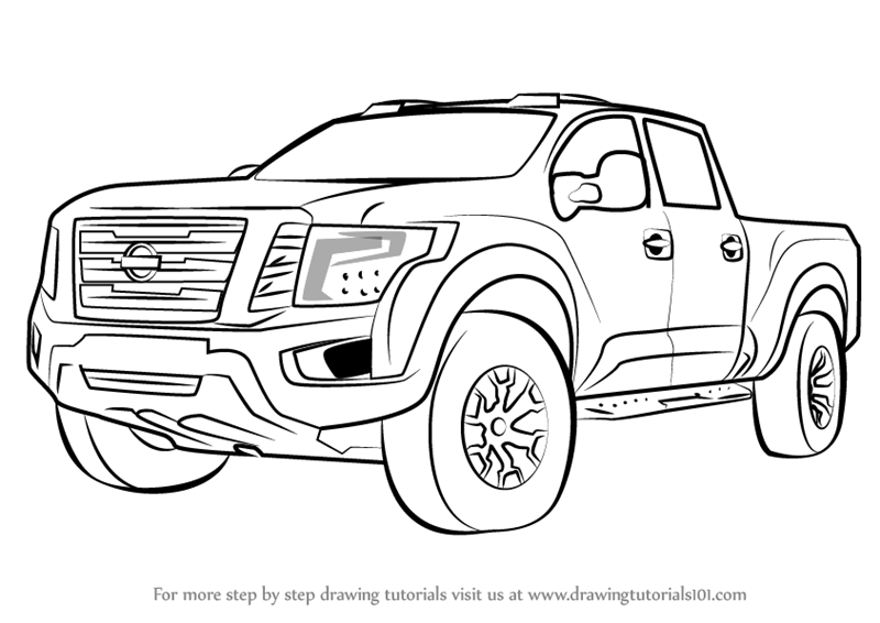 800x566 Learn How To Draw Nissan Titan Warrior Truck (Trucks) Step By Step