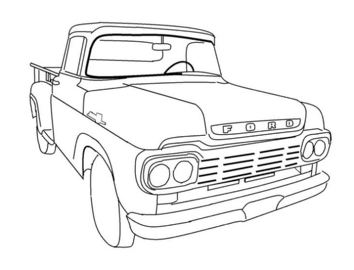 Pick Up Truck Coloring Outline 9