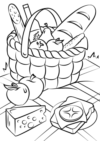 339x480 Picnic Basket Food Coloring Page Free Printable Coloring Pages
