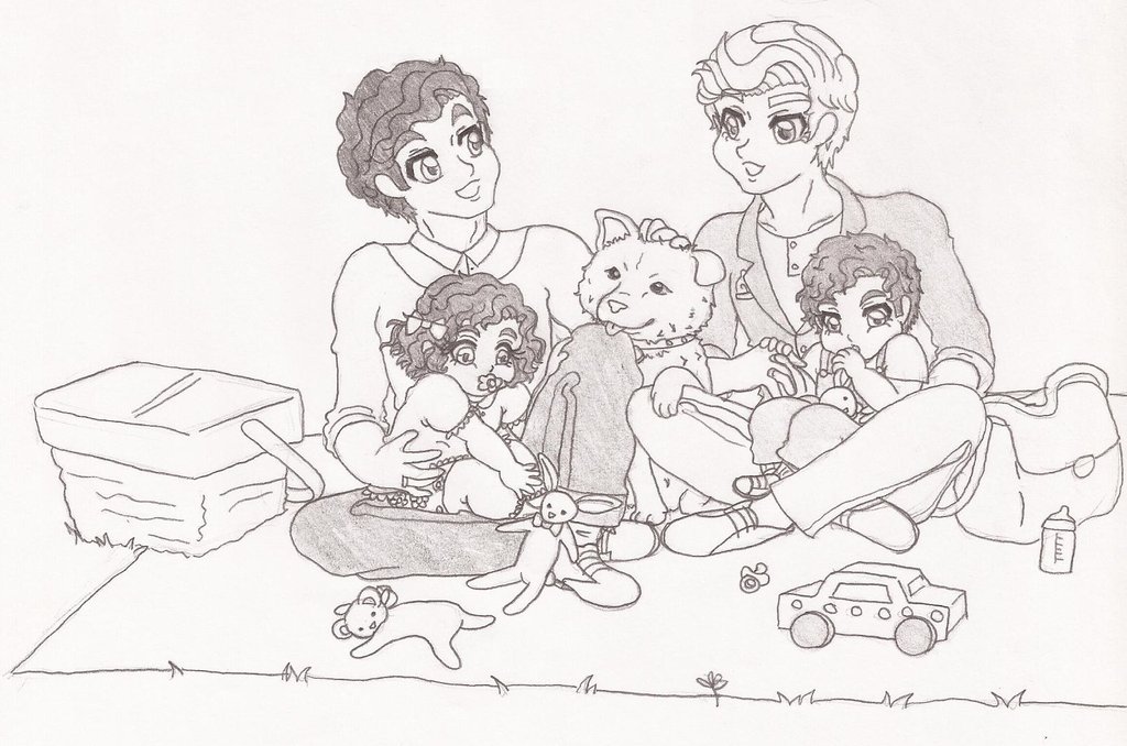 1024x678 Klaine Papa Twins Family Picnic By Hoshidess