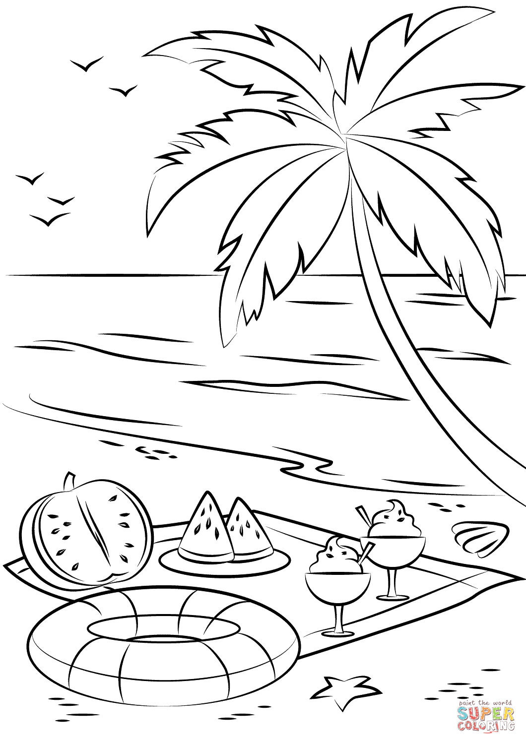 1060x1500 Summer Beach Picnic Coloring Page Free Printable Coloring Pages