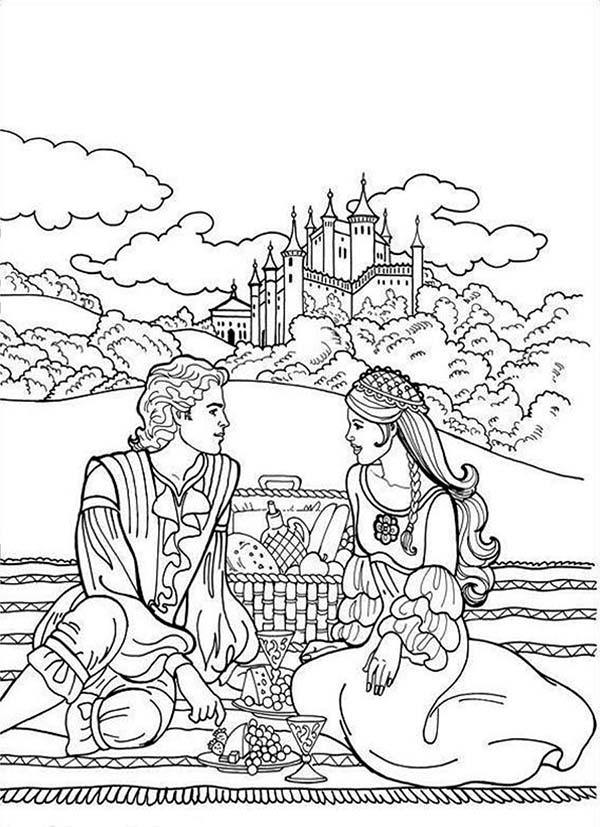 600x827 Boy And Girl Going Picnic Coloring Page