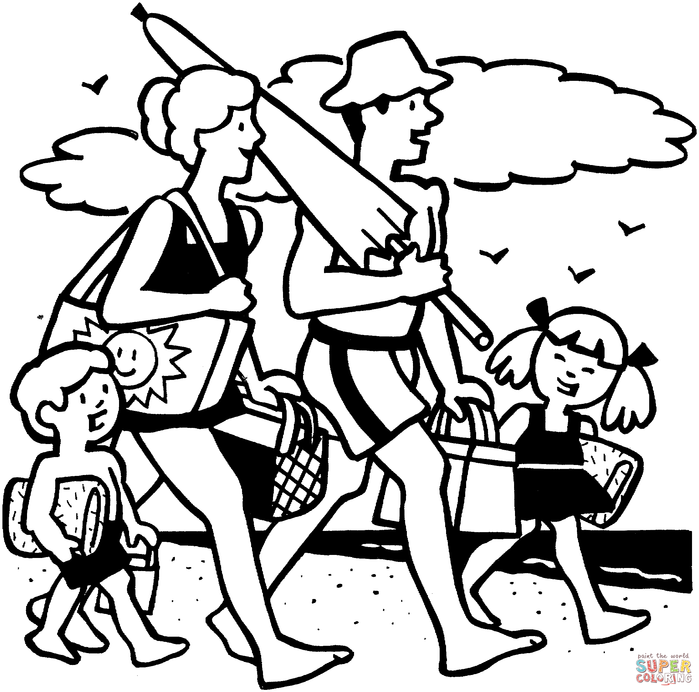 2302x2277 Family Beach Picnic Coloring Page Free Printable Coloring Pages