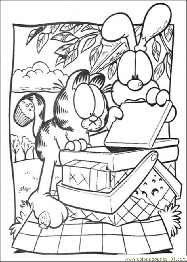 650x912 Garfield And Oddie Picnic Coloring Page