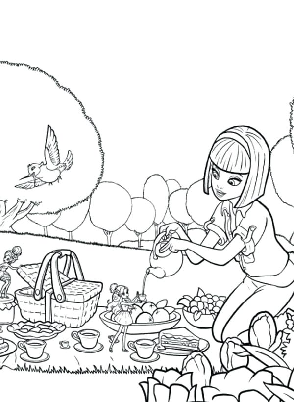 600x820 Picnic Coloring Page Barbie Going Picnic With Barbie Coloring