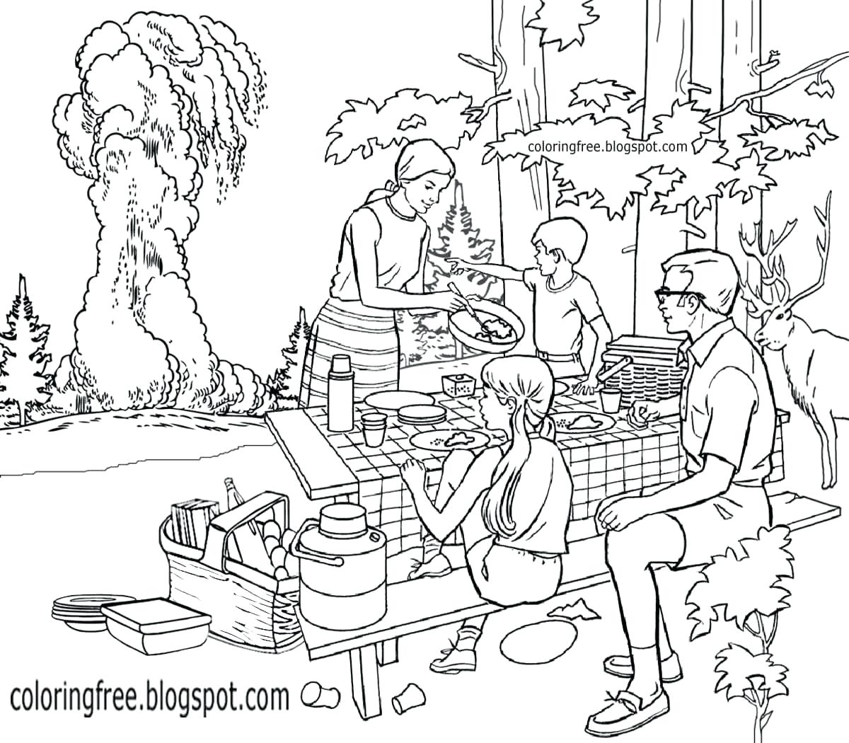 1200x1050 Coloring Picnic Coloring Page Drawing Of Scene Free Pages