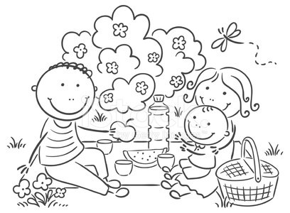 408x300 Family Having Picnic Outdoors Stock Vectors