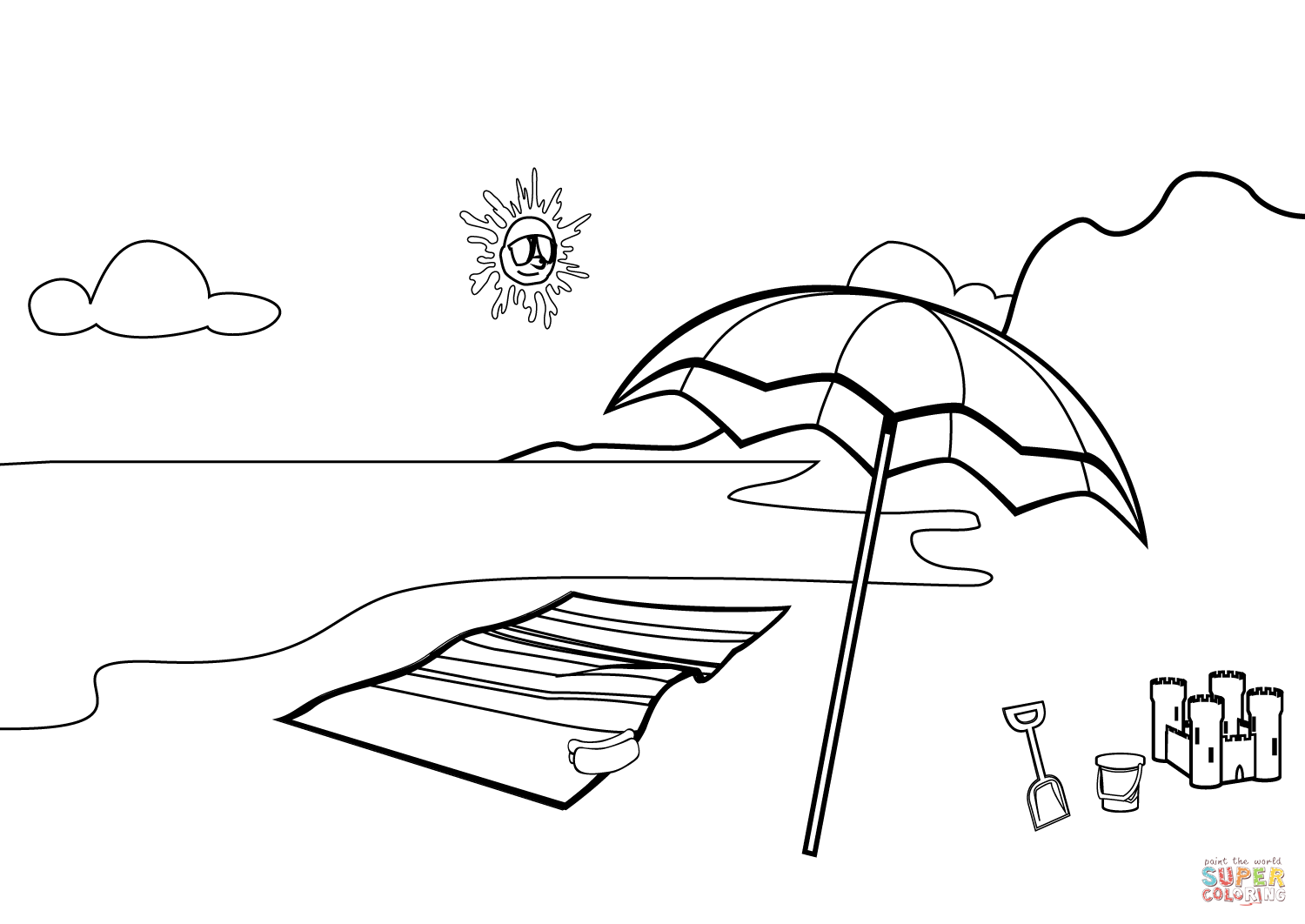 1500x1062 Beach Scene Coloring Page Free Printable Coloring Pages