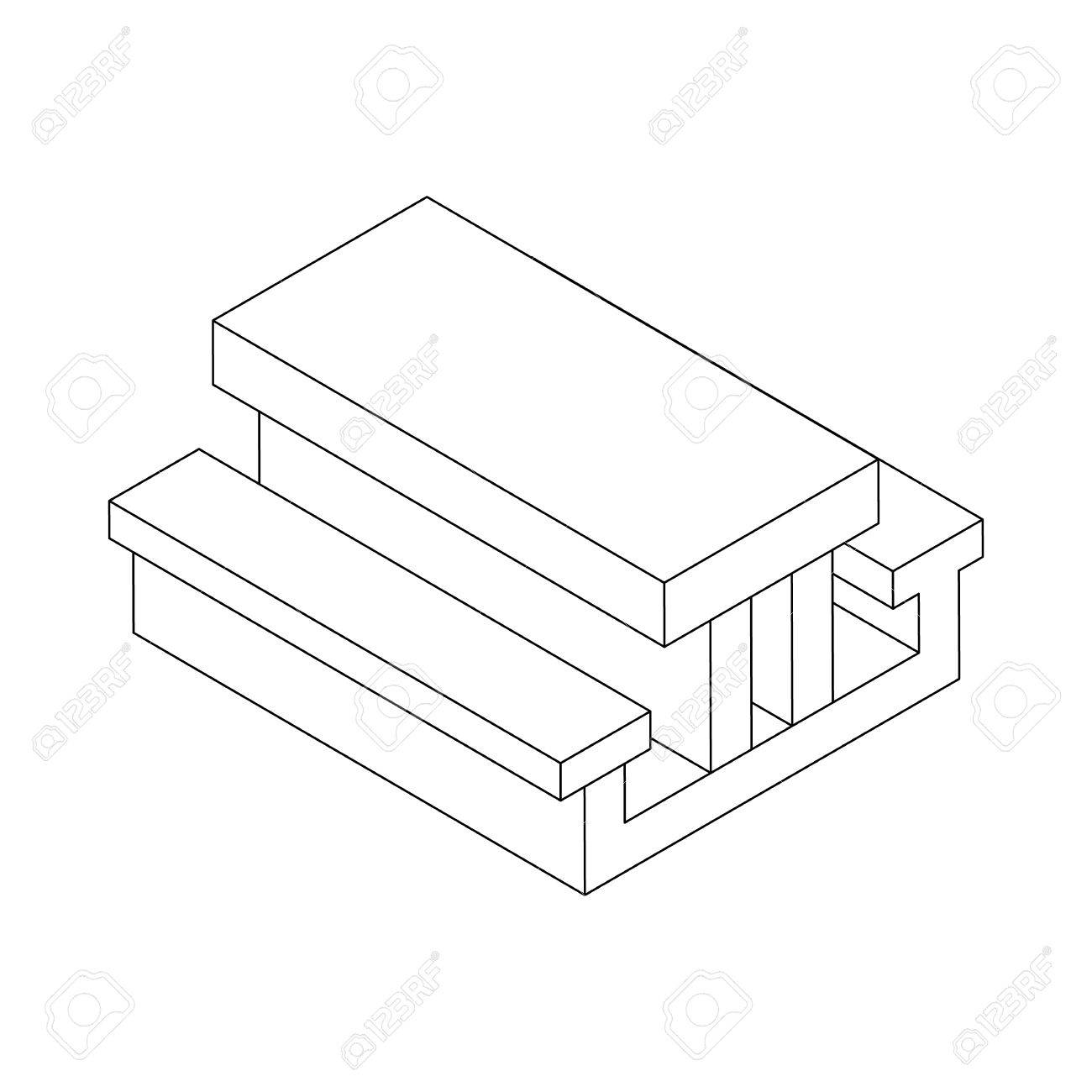 1300x1300 Picnic Table Icon In Isometric 3d Style On A White Background