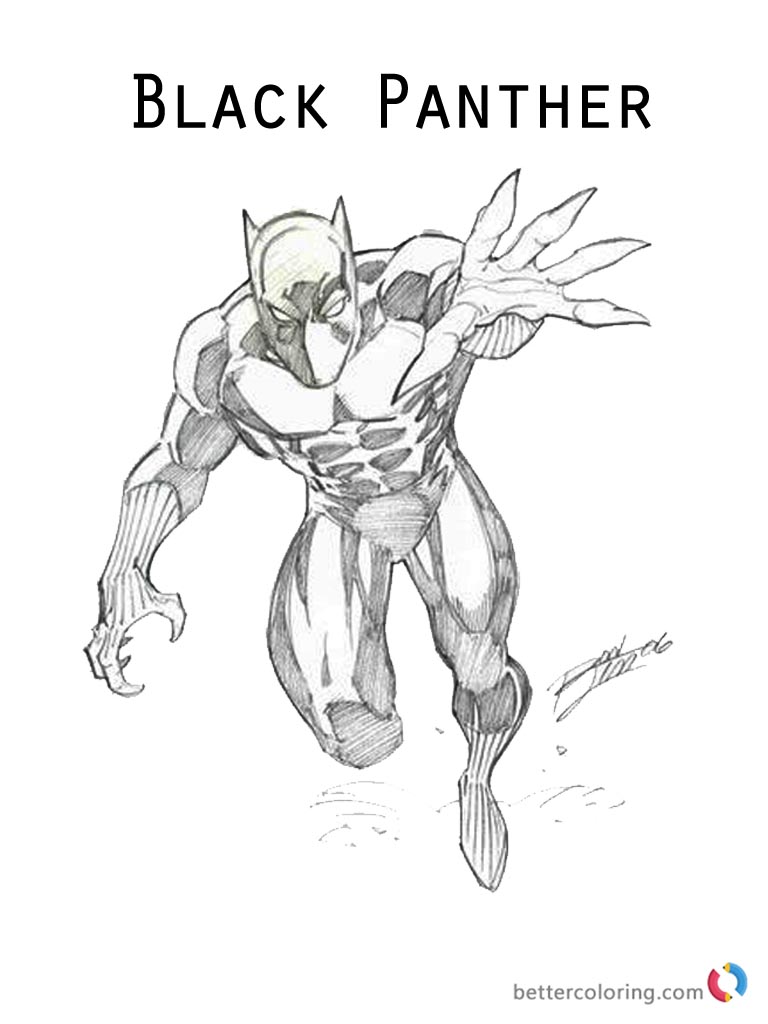 768x1024 Marvel Black Panther Coloring Page Pencil Drawing