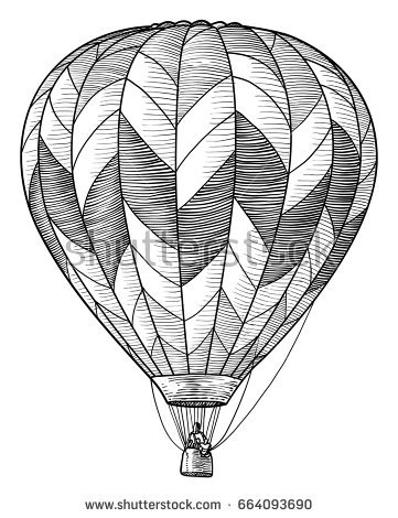 361x470 Air Balloon Drawing Hot Air Balloon Illustration Drawing Engraving