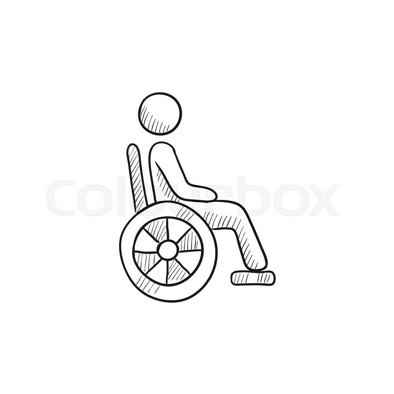 800x800 Disabled Person Vector Sketch Icon Isolated On Background. Hand