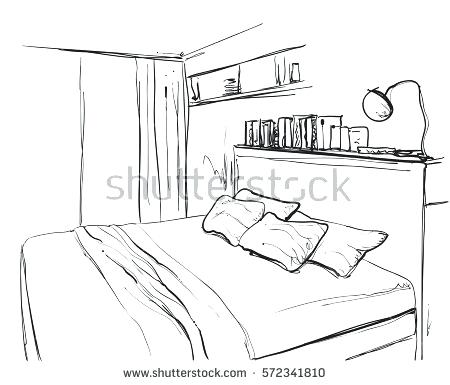 450x385 Bedroom Drawing Bedroom Interior Sketch Hand Drawn Furniture