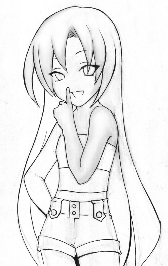 646x1024 Sketches Of Cartoon Cute Girls Anime Girl Sketch