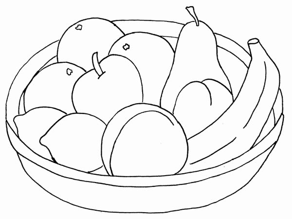 600x450 Kids Drawing A Basket Of Fruit Coloring Page