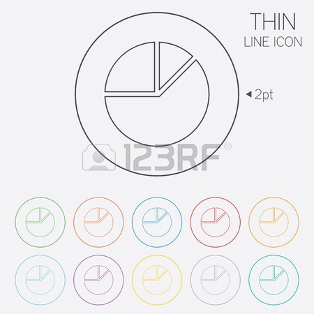 450x450 Pie Chart Graph Sign Icon. Diagram Button. Thin Line Circle Web