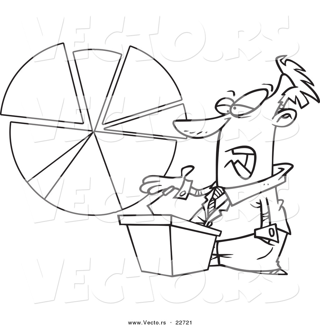 1024x1044 Vector Of A Cartoon Businessman Discussing A Pie Chart