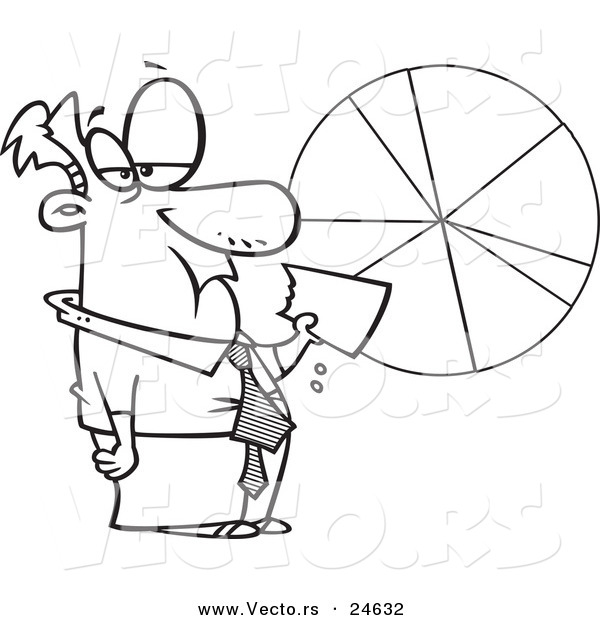 600x620 Vector Of A Cartoon Businessman Eating A Pie Chart