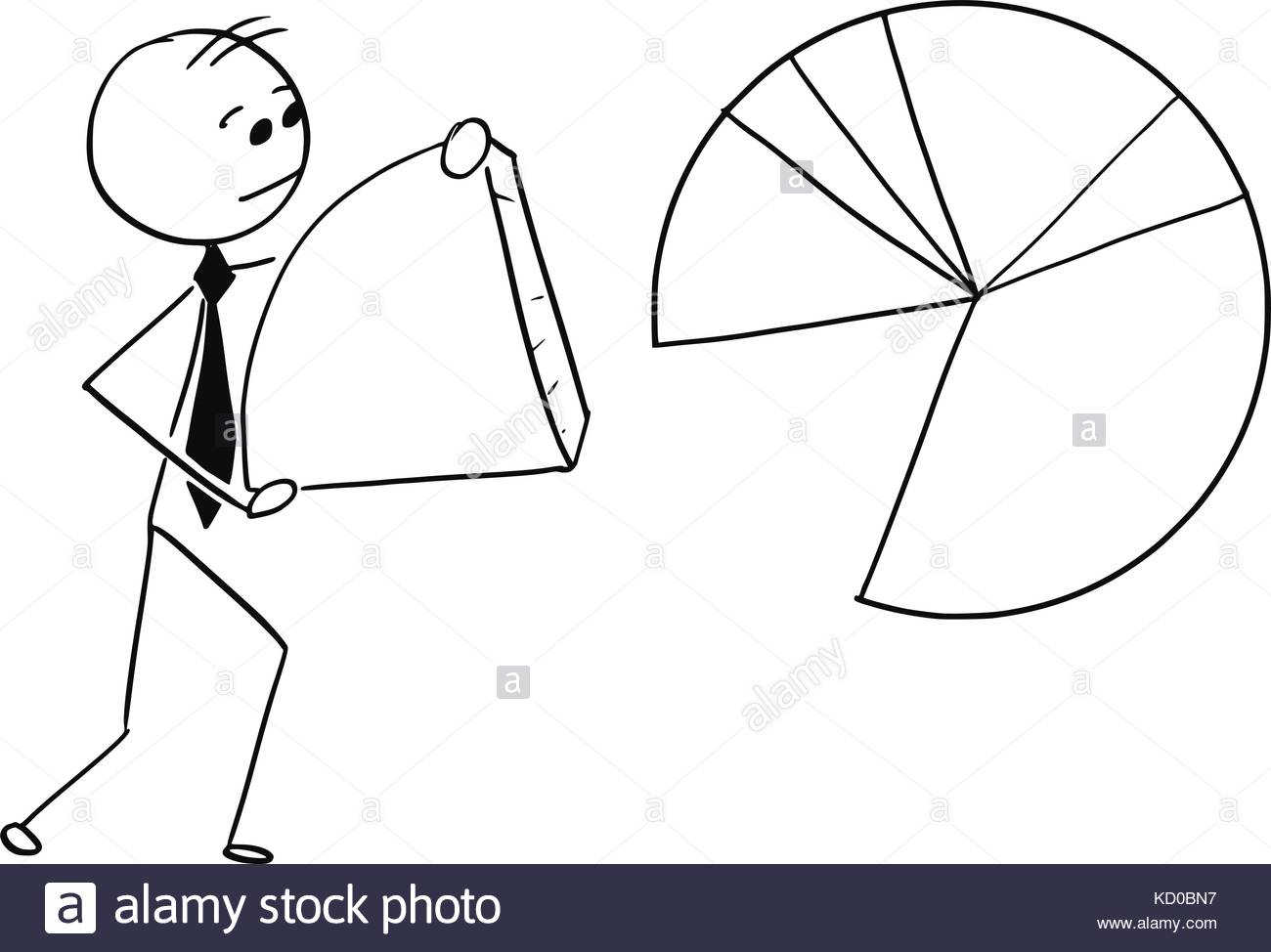 1300x974 Cartoon Stick Man Illustration Of Businessman Carry Piece Of Pie