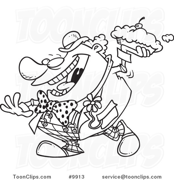 581x600 Cartoon Black And White Line Drawing Of A Clown Throwing A Pie