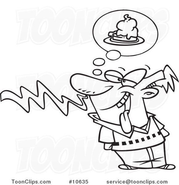 581x600 Cartoon Black And White Line Drawing Of A Guy Smelling Pie