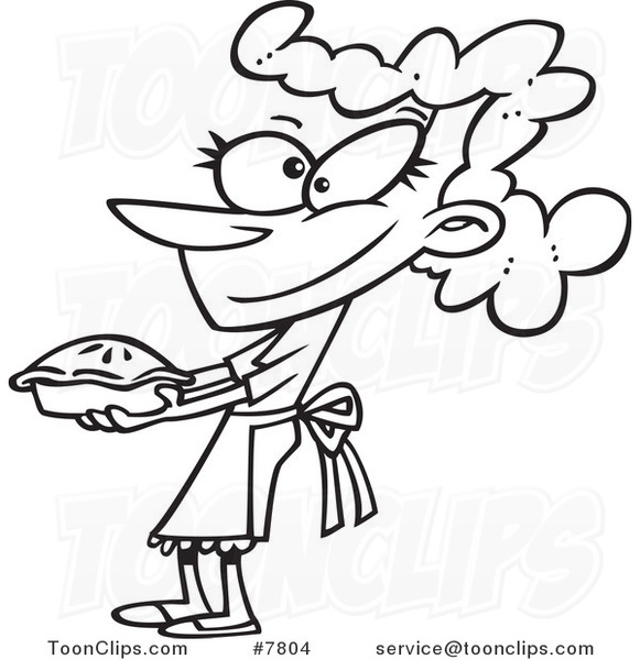 581x600 Cartoon Black And White Line Drawing Of A Lady Holding Out A Fresh