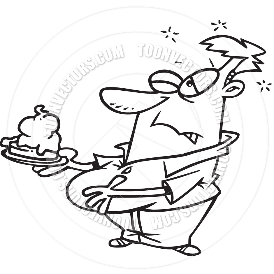 940x940 Cartoon Man Eating Pumpkin Pie (Black And White Line Art) By Ron