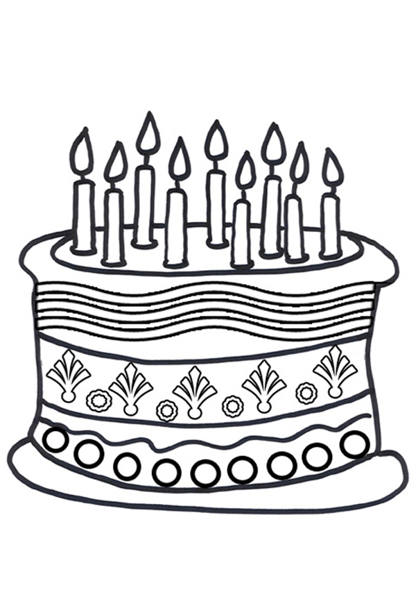 600x850 Free Online Birthday Cake Colouring Page