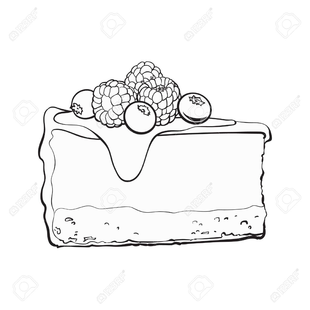 1300x1300 Black And White Hand Drawn Piece Of Cheesecake Decorated