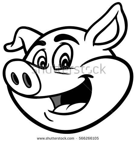 450x470 Awesome Cartoon Pig Outline
