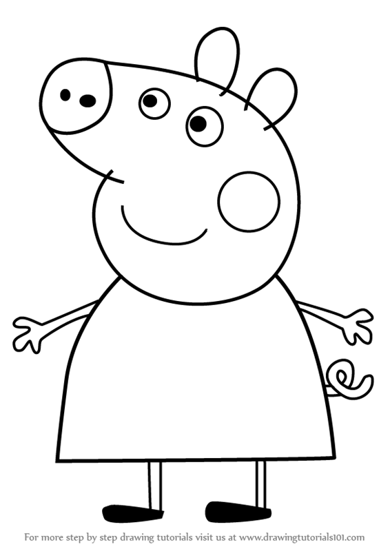 566x800 Learn How To Draw Mummy Pig From Peppa Pig (Peppa Pig) Step By
