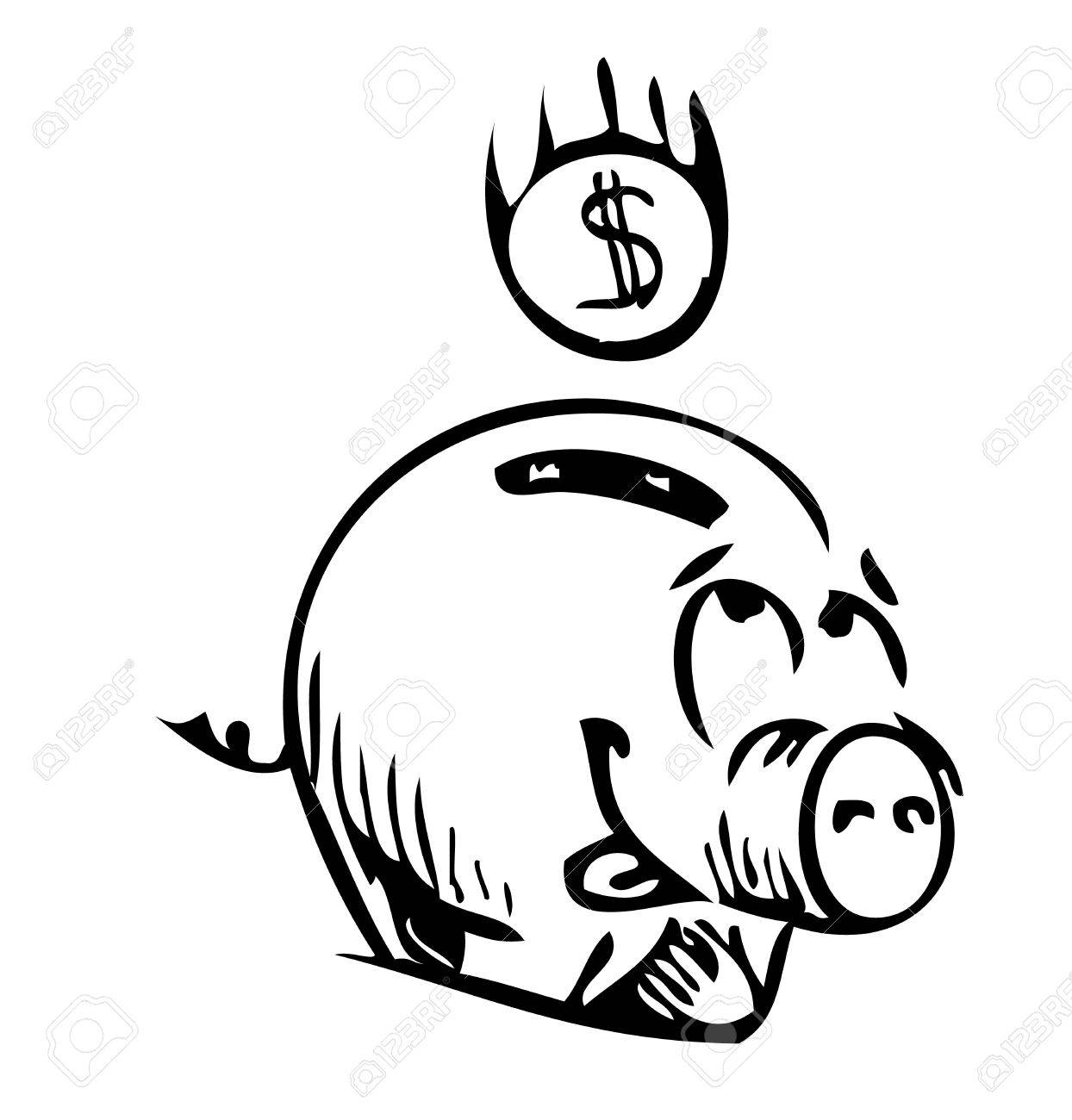 1244x1300 Money Cartoon Pig Money Box Sketch Icon Royalty Free Cliparts
